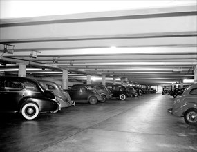 Cars parked in the U.S. Senate garage circa 1938.