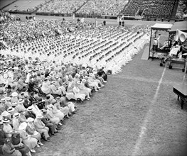 June 1, 1939 - Graduation day at U.S. Naval Academy. Annapolis, Md. June 1. Admiral William D. Leahy, Chief of Naval Operations, addressing the 578 graduates of the United States Naval Academy.