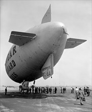 Goodyear Blimp before lifting off into flight circa 1940 .