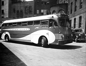 Greyhound bus en route to New York City circa 1937.