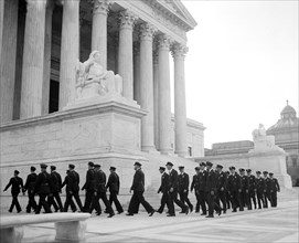 Supreme Court guard outside the Supreme Court Building circa 1936.