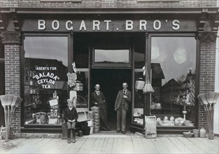 The store front of the Bogart Brothers' grocery store on the west side of St. George Street, Deseronto Ontario circa 1895.