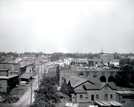 Mill Street in Deseronto, Ontario, looking north from the Rathbun Company's office building at the junction of Mill and Water Streets circa 1907.