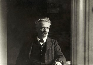 Portrait of Swedish author August Strindberg  Date: 1912 .