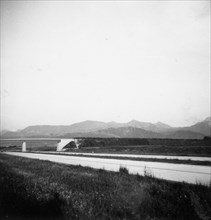 Late 1930s or early 1940s photo of what looks to appear to be an empty German autobahn.