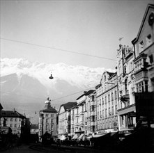 Street scene in Innsburck Austria circa late 1930s .