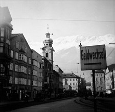 Innsburck Austria street scene circa late 1930s .