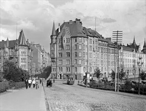 Corner of Satamakatu, Luotsikatu and Kruununvuorenkatu on Katajanokka Helsinki 1908.