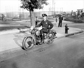 Metropolitan police officer on motorcycle. Washington, D.C. circa 1932.