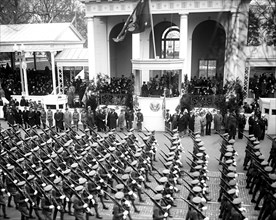 Franklin D. Roosevelt - Franklin D. Roosevelt inauguration. Parade and presidential viewing stand. Washington, D.C. circa March 4, 1933.
