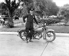 Metropolitan police officer on motorcycle. Washington, D.C. circa 1932.