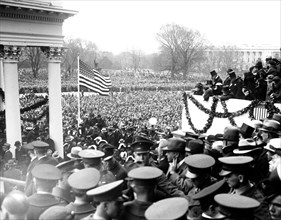 Franklin Roosevelt First Inaguration:  Crowd outside U.S. Capitol, Washington, D.C.  March 4, 1933  .