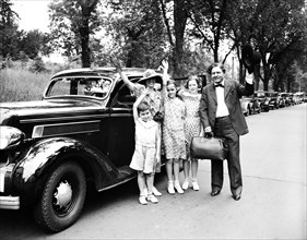 Rep. Percy L. Gassaway (D. of Okla) packed up his family Friday and stepped on the gas for Coalgate, Okla circa July 26, 1935.