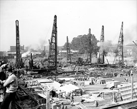 Washington D.C. History - Construction work on new Interior Department circa 1935.
