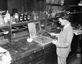 Man working in Laboratory  circa 1935.