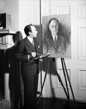 Painting portrait of Franklin Roosevelt circa 1934.