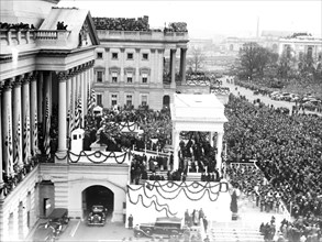 Franklin D. Roosevelt - Inauguration of Franklin D. Roosevelt. Podium at U.S. Capitol, Washington, D.C. circa March 4, 1933.