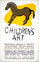 Children's art Paintings, murals, prints, sculpture, craftwork by children in Project art teaching classes circa 1937.