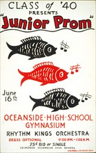 Class of '40 presents 'Junior prom' Oceanside High School gymnasium : Rhythm Kings Orchestra. circa 1939.