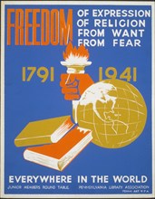 Freedom of expression, of religion, from want, from fear everywhere in the world circa 1936-1941.