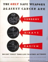 The only safe weapons against cancer are surgery, x-rays [and] radium Do not trust your life to other methods circa 1938.
