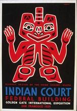 Indian court, Federal Building, Golden Gate International Exposition, San Francisco, 1939 Blanket design of the Haida Indians, Alaska  circa 1939.