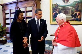 President Barack Obama  and First Lady Michelle Obama meet with Pope Benedict XVI at the Vatican on July 10, 2009.  .