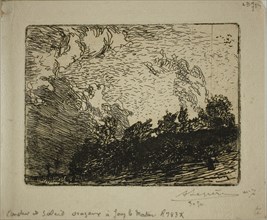 1893 Art Work -  Stormy Sunset; Jouy-le-Moutier - Louis Auguste Lepere.