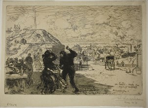 1893 Art Work -  A Monday; Entry into Pres-Saint-Gervais - Louis Auguste Lepere.