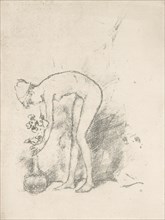 1892 Art Work -  A Nude Model Arranging Flowers -  James McNeill Whistler.