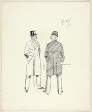 1893 Art Work -  Two Gentlemen with Walking Sticks - Philip William May.