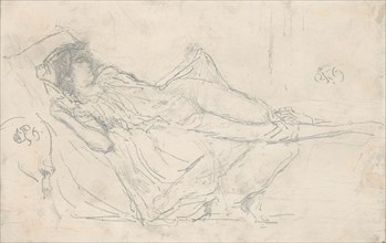 1893 Art Work -  Reclining Draped Figure James McNeill Whistler.