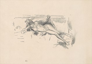 1893 Art Work -  Nude Model; Reclining - James McNeill Whistler.