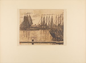 1893 Art Work -  Fishing Fleet; from the seventh album of L'Estampe originale Theo van Rysselberghe.