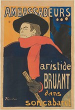 1892 Art Work -  Ambassadeurs: Aristide Bruant - Henri de Toulouse-Lautrec.
