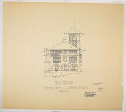 1892 Art Work -  Victoria Hotel; Chicago Heights; Illinois; West Elevation Adler & Sullivan; Architects (Architect).