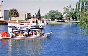 Texas State Fair - Fair goers riding on the Dixie Belle boat circa 1954-1956.