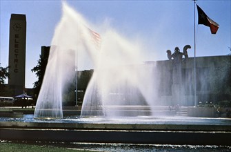 Water fountains at the Texas State Fair circa 1954-1956.