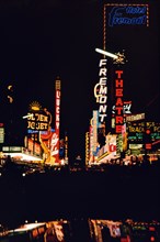 1960s Las Vegas Casinos - Casino signs on the Vegas Strip taken through a car windshield circa 1966.