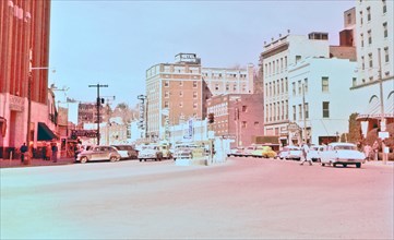 1950s street scene in Austin Texas circa 1957.