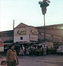 Market place / grocery store in Monterrey Mexico circa March 1957.