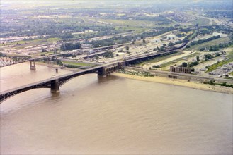 Mississippi River as seen from the St. Louis Gateway Arch circa 1985.