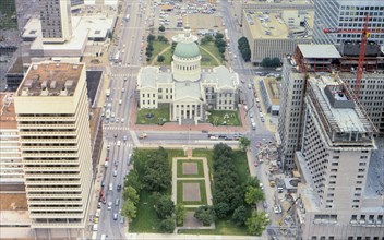 View of downtown St. Louis from the Gateway Arch circa 1985.