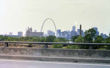 St. Louis Gateway Arch and St. Louis Skyline circa 1985.