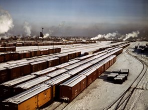 General view of a classification yard at C & NW RR's [i.e. Chicago and North Western railroad's] Proviso yard, Chicago, Ill. December 1942.