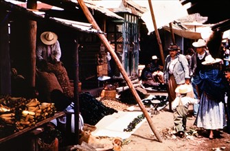 Customers at market in San Martin Mexico circa 1950-1955.