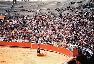 Bullfighter at a bull fight in Mexico circa 1950-1955.