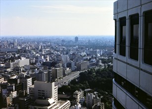 View of Tokyo Japan from the New Otani Hotel circa 1976.