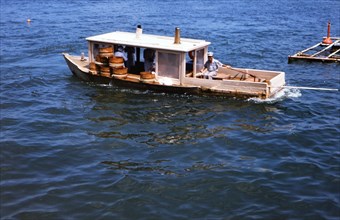 (R) Boat in Japan with wooden tubs circa 1974-1977.
