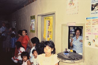 (R) Latin America / Honduras circa 1987 - Children inside a clinic in a small village in Honduras.